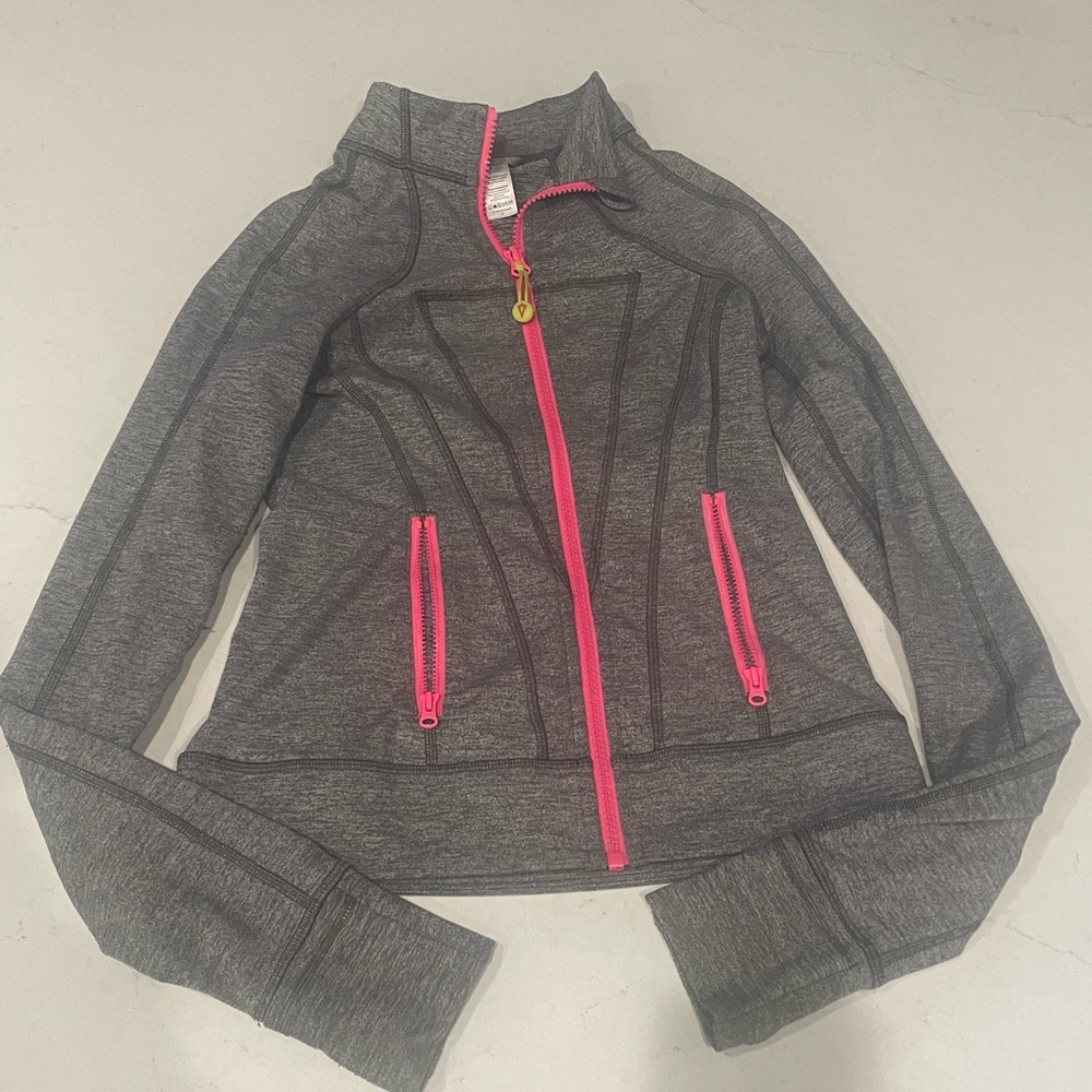 Ivivva Girls Heather Gray Jacket with Pink Zippers